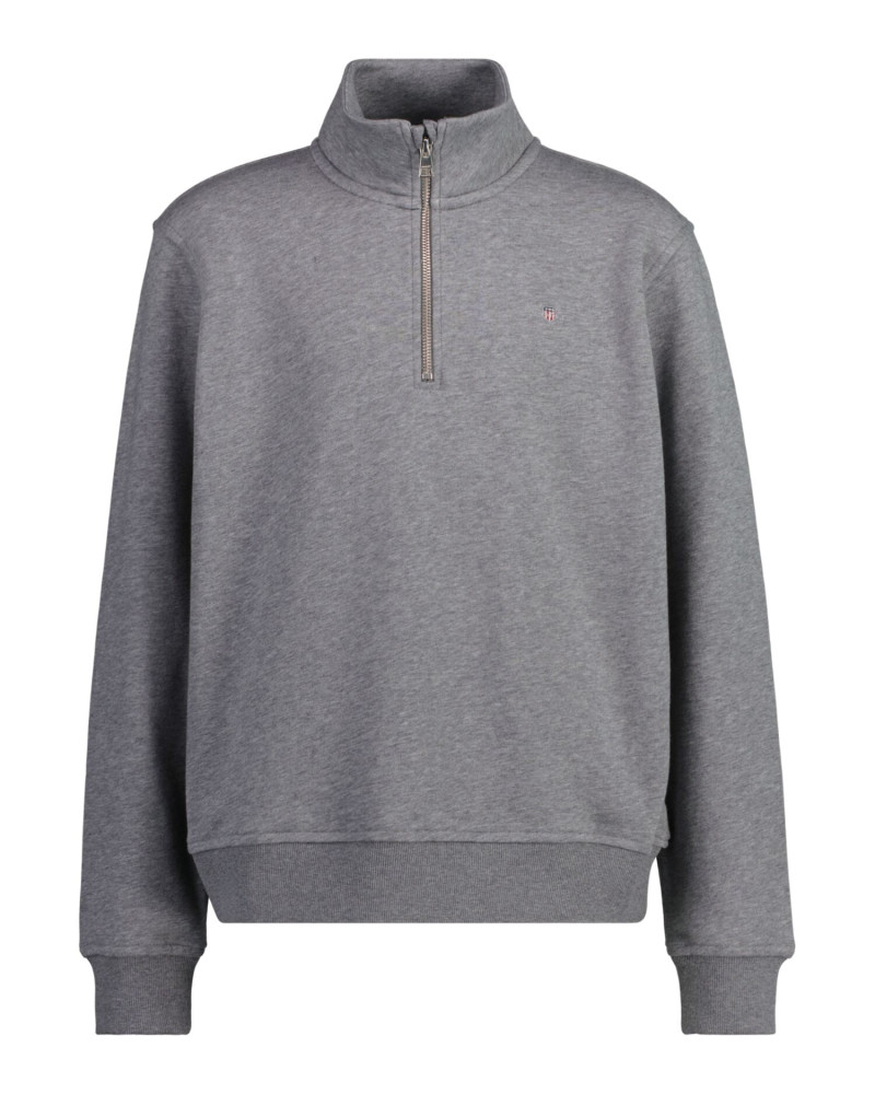 MIKINA GANT SHIELD HALF ZIP SWEATSHIRT CHARCOAL MELANGE