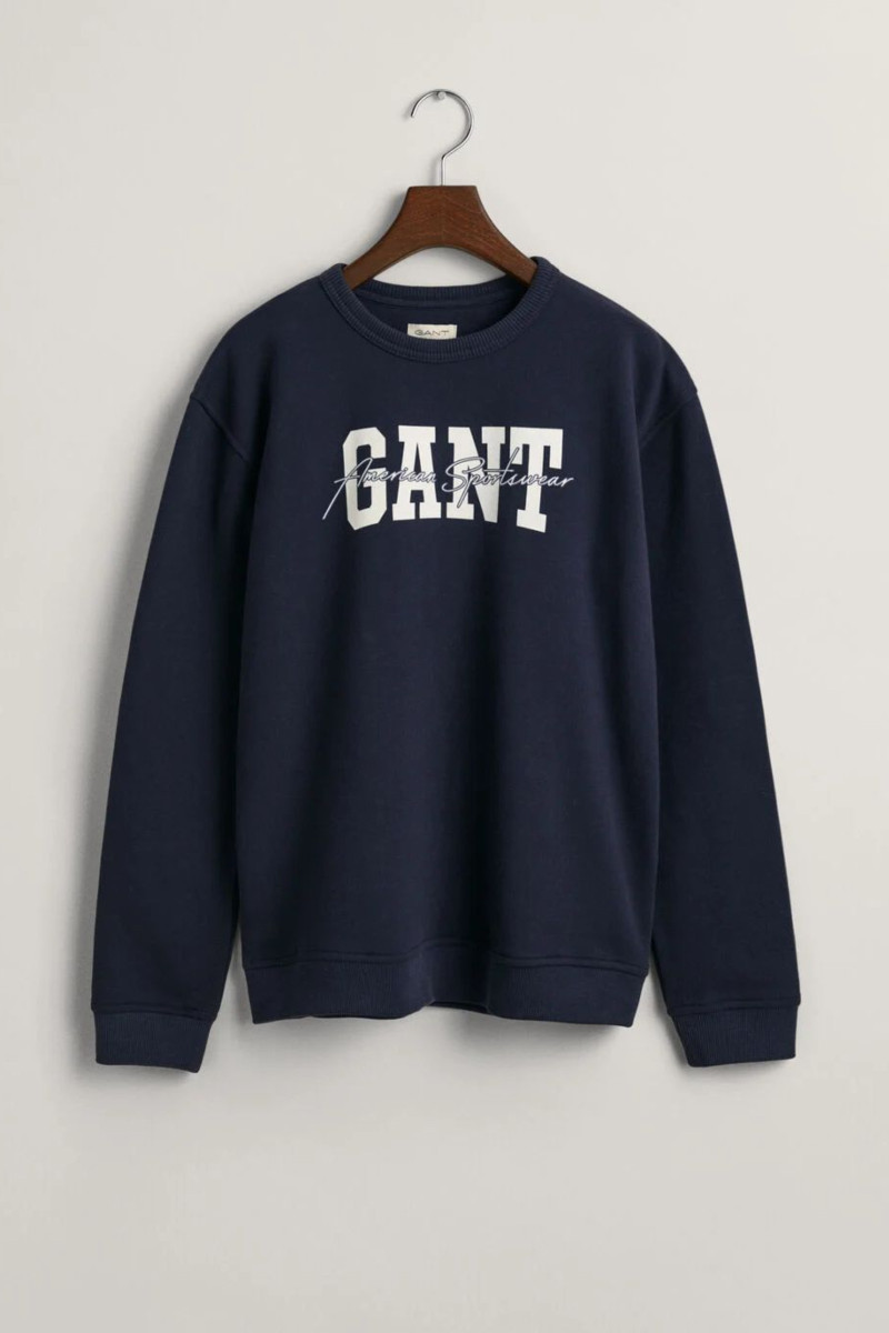 MIKINA GANT ARCH SCRIPT C-NECK EVENING BLUE