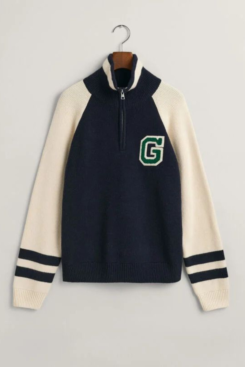 SVETR GANT VARSITY KNITTED SWEATER EVENING BLUE