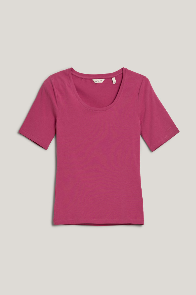 E-shop TRIČKO GANT SLIM COT/ELA SS SCOOP NECK TOP SILKY PURPLE