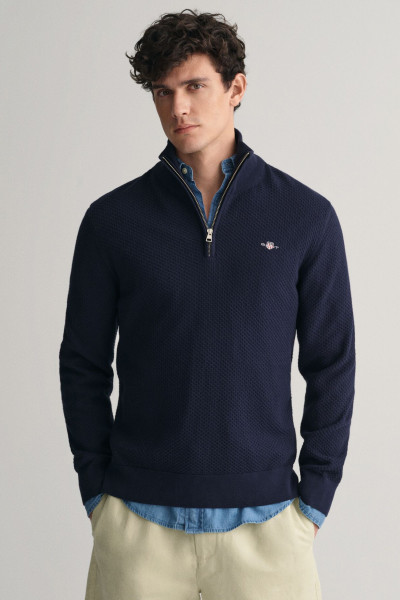SVETR GANT STRUCTURED COTTON HALF ZIP - Fotografie č. 1