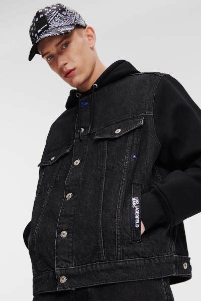 BUNDA KARL LAGERFELD JEANS KLJ MIX MATERIAL DENIM JACKET - Fotografia č. 3