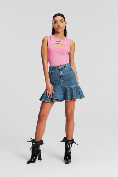 SUKŇA KARL LAGERFELD JEANS KLJ RUFFLE DENIM SKIRT - Fotografia č. 1