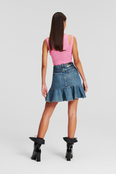 SUKŇA KARL LAGERFELD JEANS KLJ RUFFLE DENIM SKIRT - Fotografia č. 3