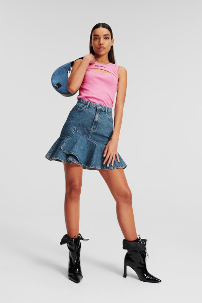 SUKŇA KARL LAGERFELD JEANS KLJ RUFFLE DENIM SKIRT - Fotografia č. 4