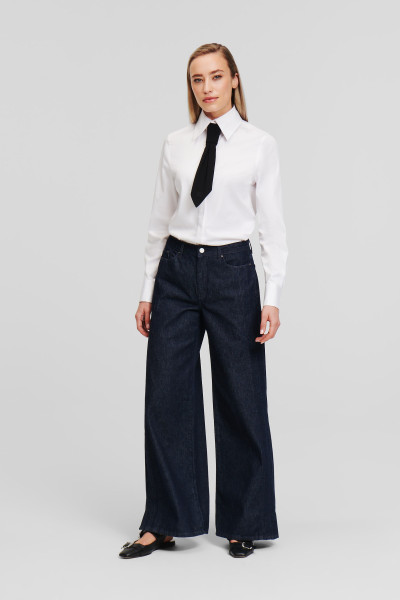 DŽÍNY KARL LAGERFELD MID RISE WIDE LEG DENIM PANTS - Fotografie č. 1