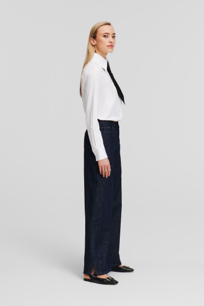 DŽÍNY KARL LAGERFELD MID RISE WIDE LEG DENIM PANTS - Fotografie č. 2