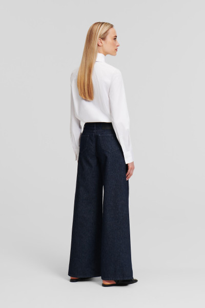 DŽÍNY KARL LAGERFELD MID RISE WIDE LEG DENIM PANTS - Fotografie č. 3
