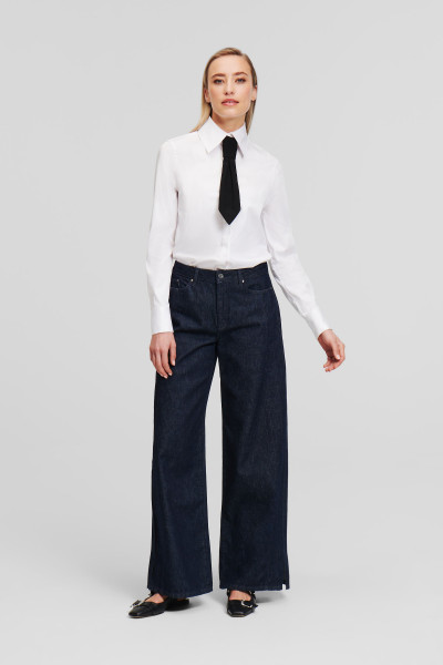DŽÍNY KARL LAGERFELD MID RISE WIDE LEG DENIM PANTS - Fotografie č. 4