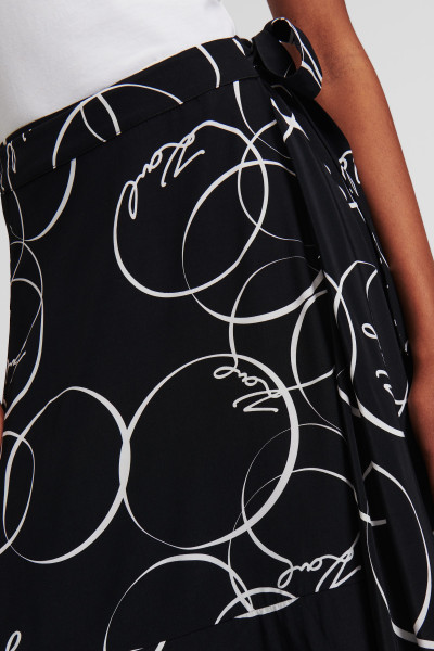 SZOKNYA KARL LAGERFELD PRINTED WRAP SKIRT - Kép 4