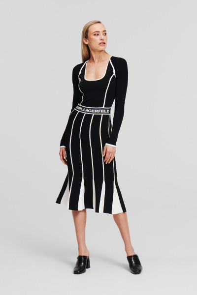 RUHA KARL LAGERFELD LSLV LOGO KNIT DRESS - Kép 1