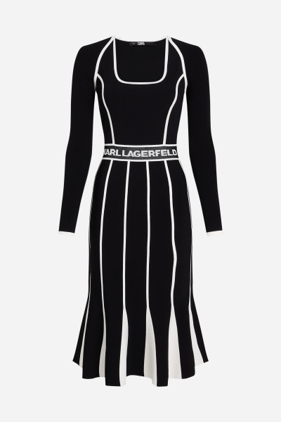 RUHA KARL LAGERFELD LSLV LOGO KNIT DRESS - Kép 5
