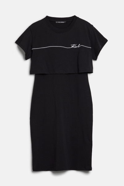 ŠATY KARL LAGERFELD SEASONAL LOGO JERSEY DRESS - Fotografie č. 1