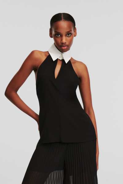 BLÚZKA KARL LAGERFELD SLVLESS COLLAR & TIE TOP - Fotografia č. 1