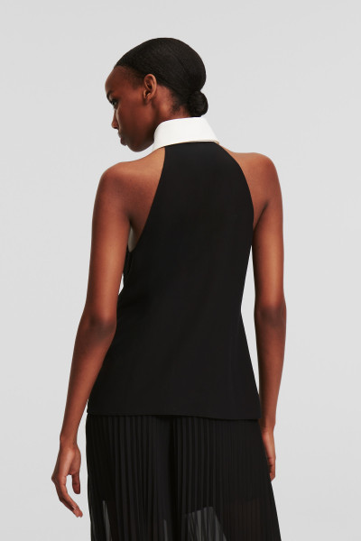 BLÚZKA KARL LAGERFELD SLVLESS COLLAR & TIE TOP - Fotografia č. 3