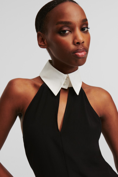 BLÚZKA KARL LAGERFELD SLVLESS COLLAR & TIE TOP - Fotografia č. 4