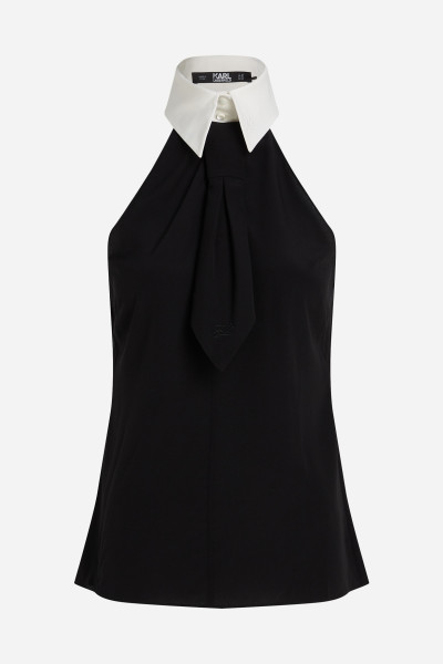 BLÚZKA KARL LAGERFELD SLVLESS COLLAR & TIE TOP - Fotografia č. 5