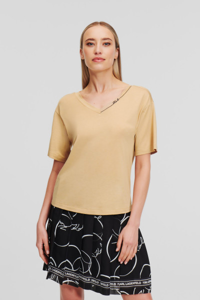 TRIČKO KARL LAGERFELD KARL SIGNATURE V-NECK T-SHIRT - Fotografie č. 1