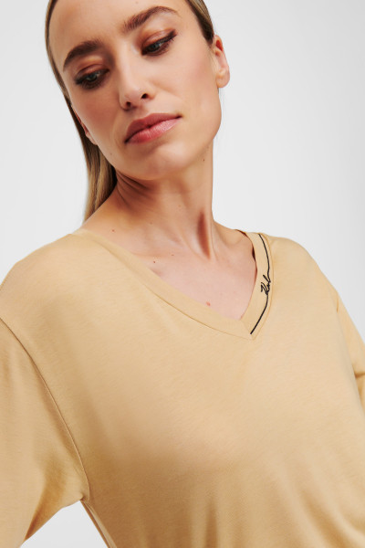TRIČKO KARL LAGERFELD KARL SIGNATURE V-NECK T-SHIRT - Fotografie č. 4