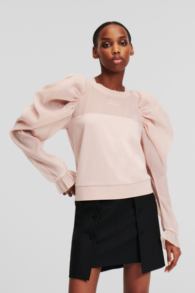MIKINA KARL LAGERFELD ORGANZA SLEEVE SWEATSHIRT - Fotografie č. 1