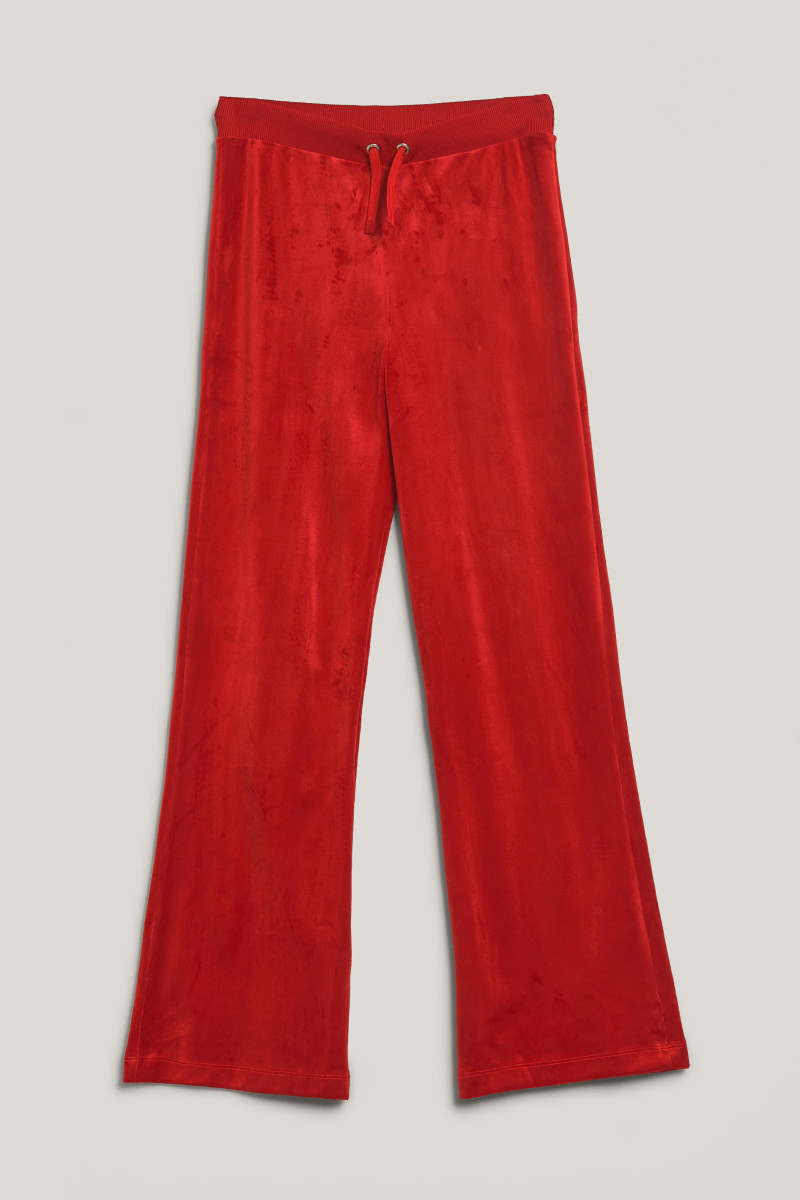 TEPLÁKY GANT STRAIGHT LEG VELOUR PANTS RUBY RED