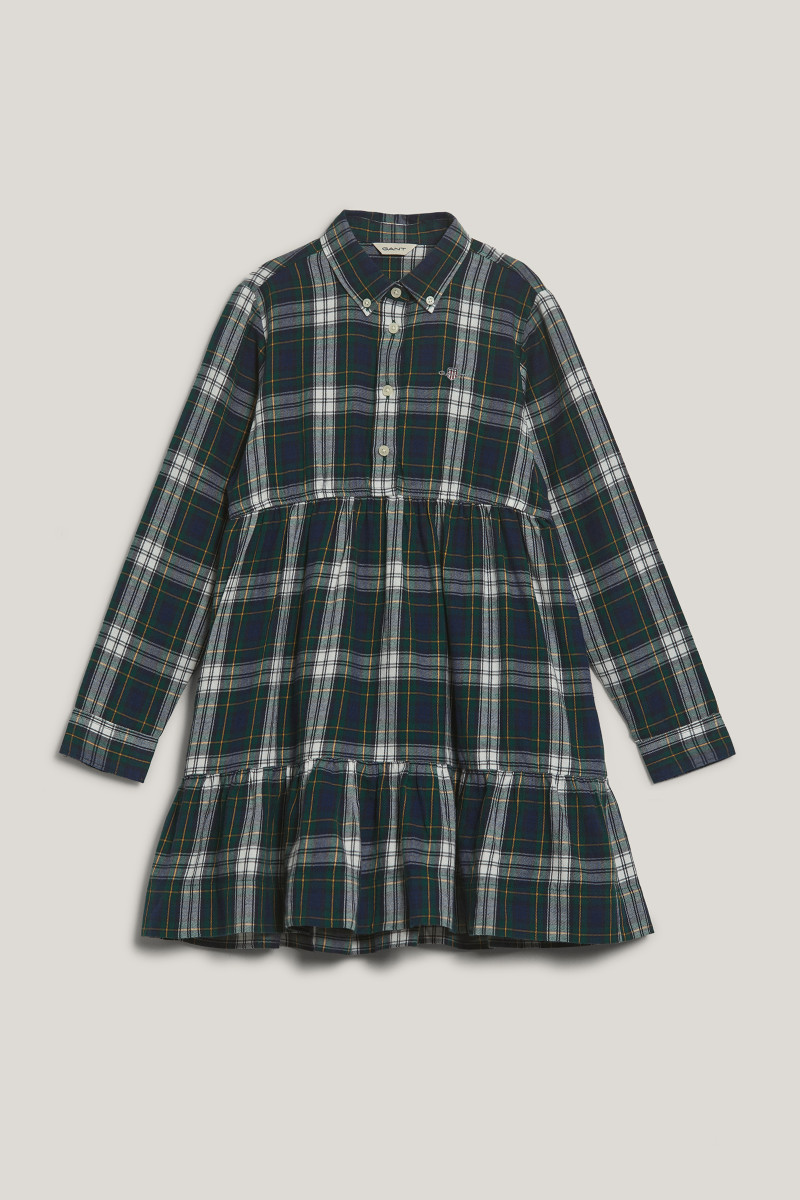 ŠATY GANT CHECKED FLANNEL BD SHIRT DRESS NAVY