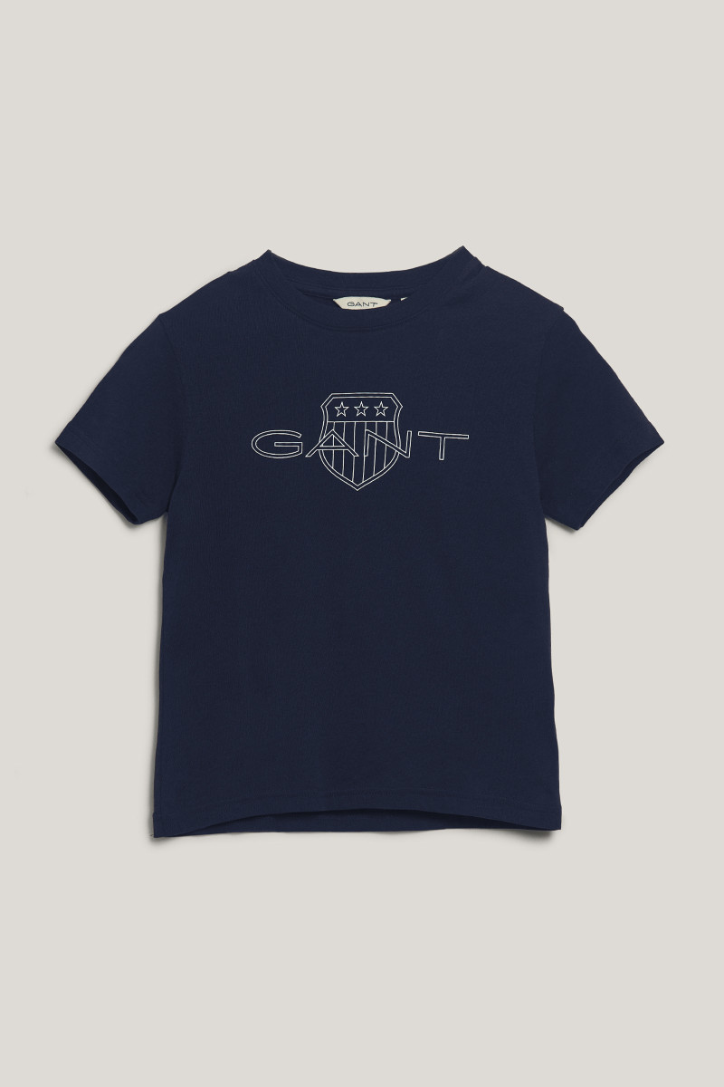 TRIČKO GANT RELAXED CONTRAST SHIELD T-SHIRT EVENING BLUE