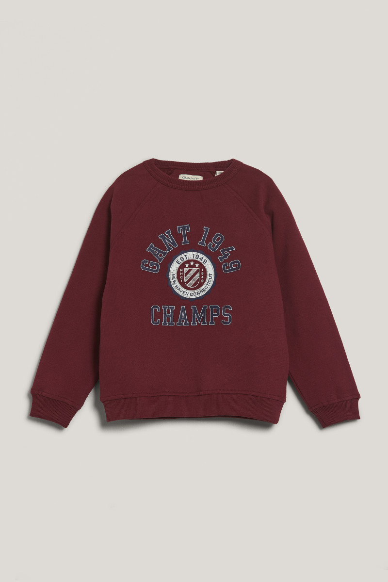MIKINA GANT 1949 RAGLAN C-NECK WINE RED