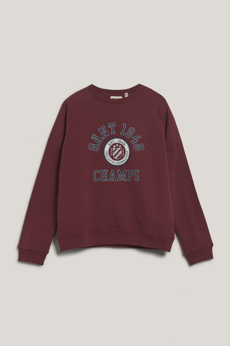 MIKINA GANT 1949 RAGLAN C-NECK WINE RED