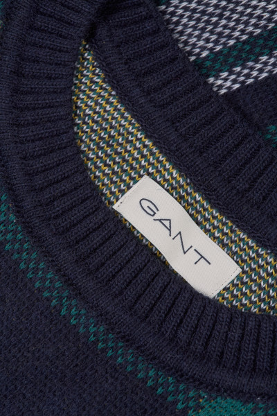 SVETER GANT CHECKED KNITTED C-NECK - Fotografia č. 4
