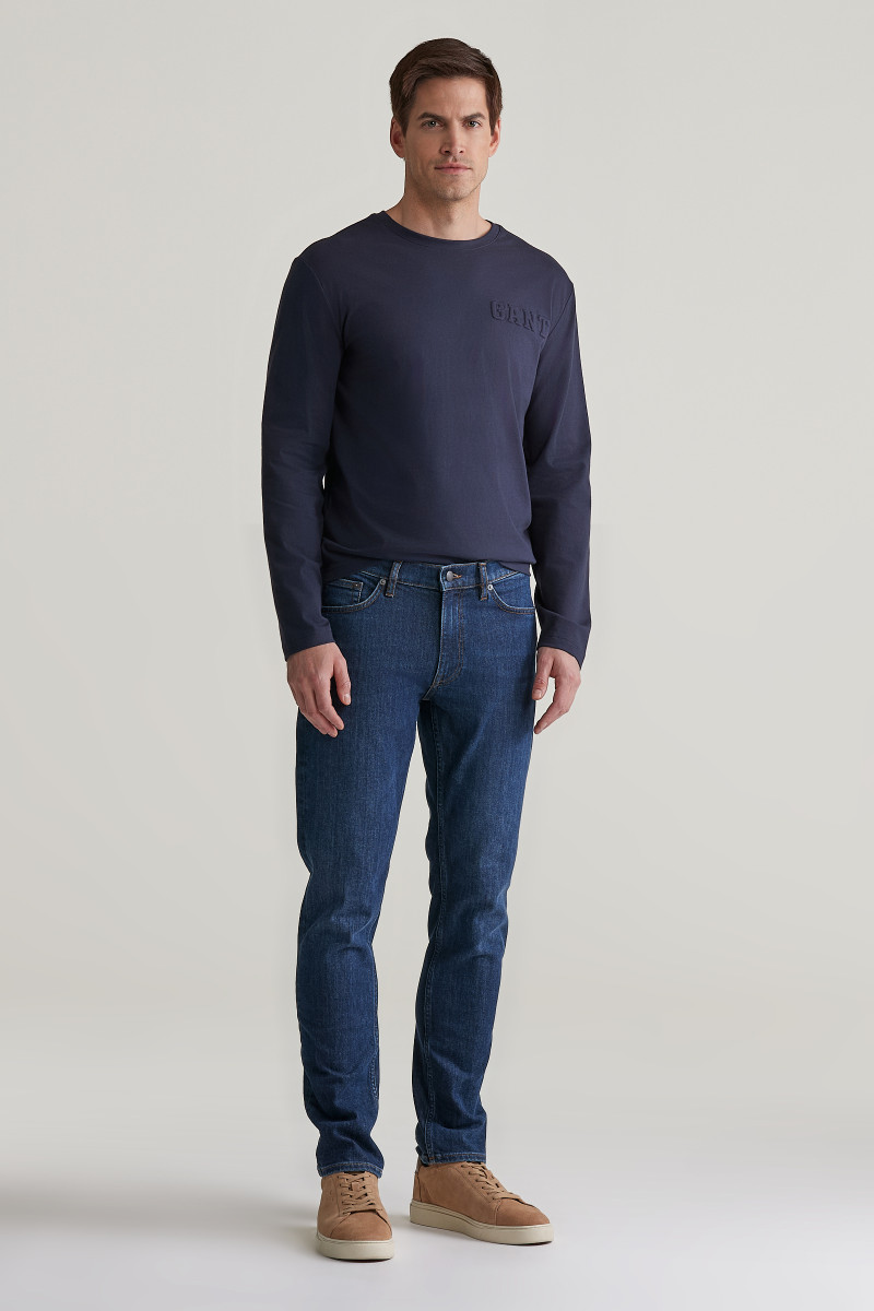 DŽÍNY GANT REGULAR JEANS DARK BLUE WORN IN