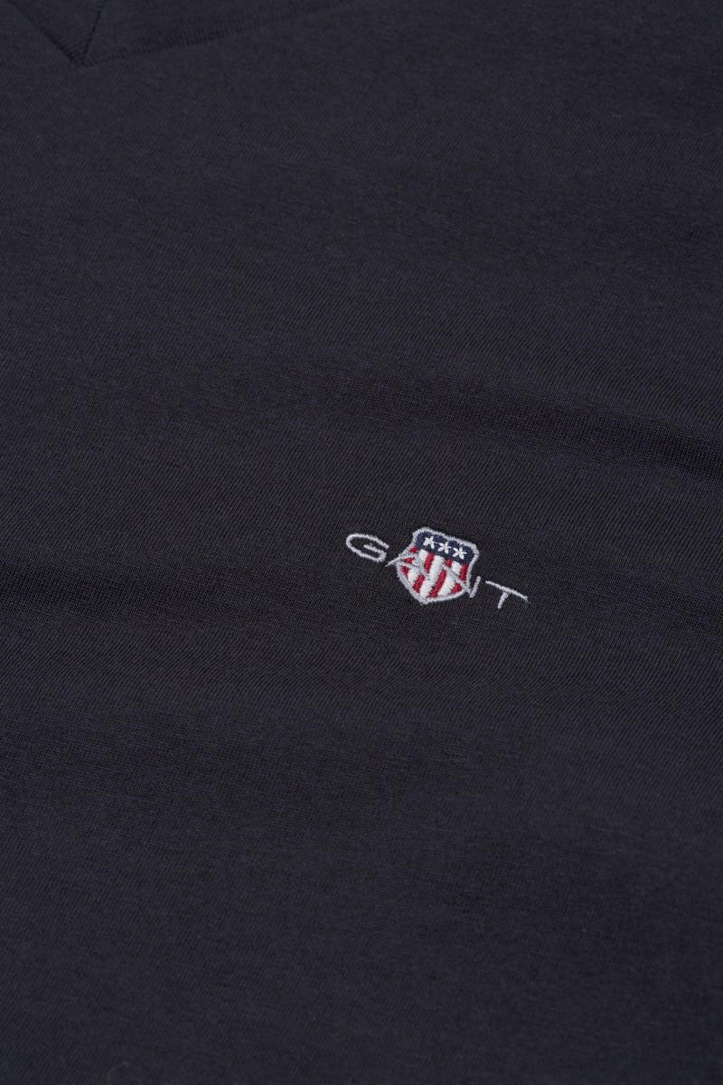 GANT Heren slim shield v-hals T-shirt, zwart, standaard, zwart, L