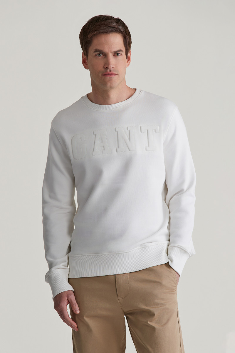 E-shop MIKINA GANT EMBOSSED C-NECK SWEAT EGGSHELL
