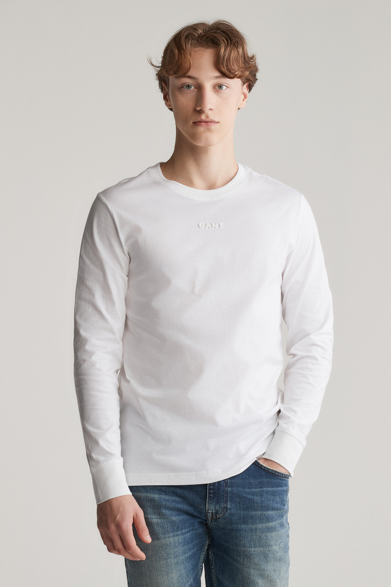 TRIČKO GANT SLIM 3D LOGO LS TSHIRT WHITE