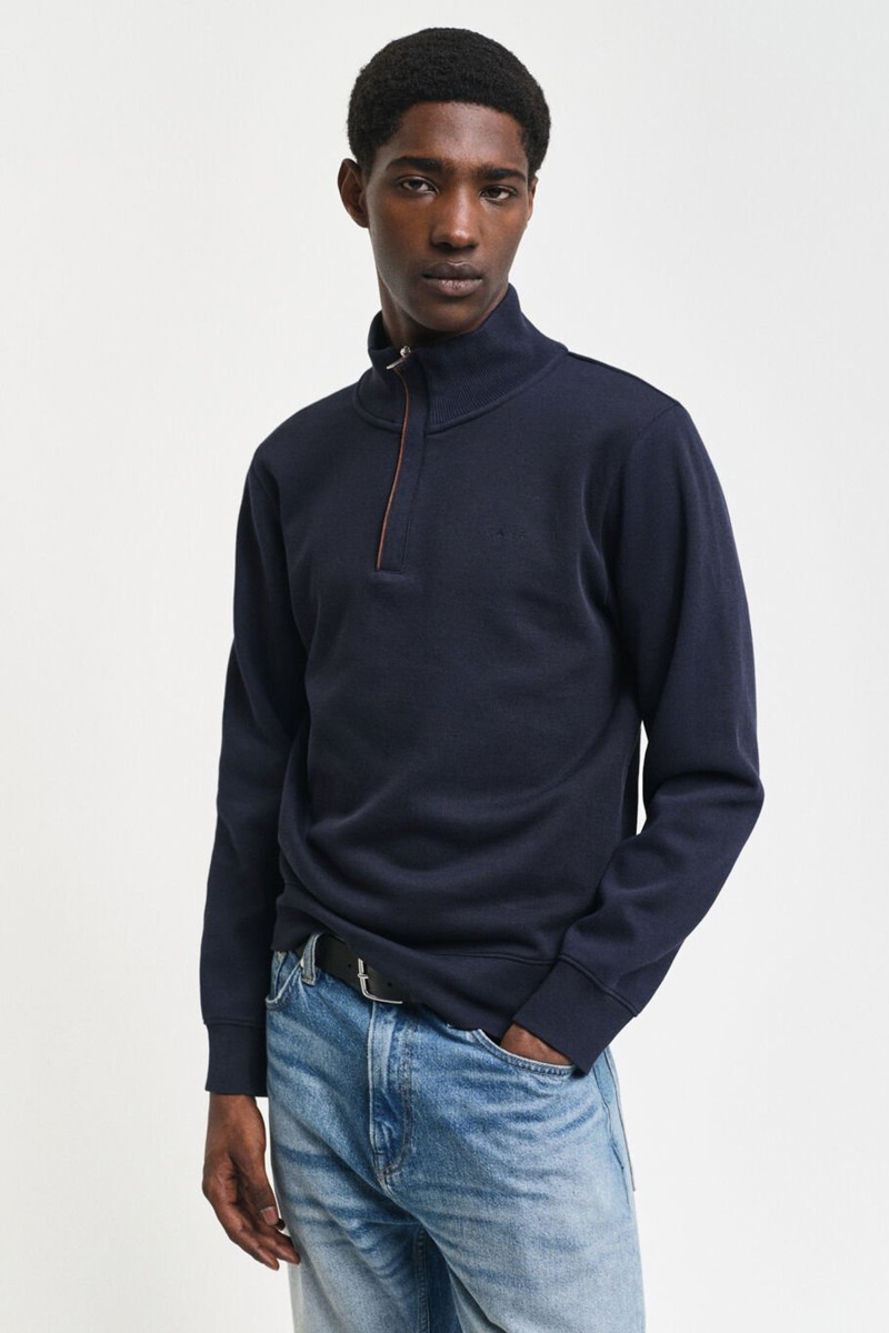 E-shop MIKINA GANT SACKER RIB HALF ZIP EVENING BLUE