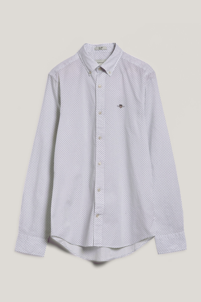 KOŠILE GANT SLIM MICRO PRINT SHIRT EGGSHELL