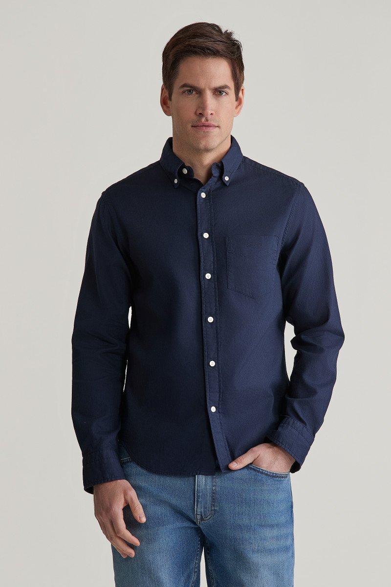 E-shop KOŠILE GANT REG GMNT DYED WAFFLE SHIRT EVENING BLUE