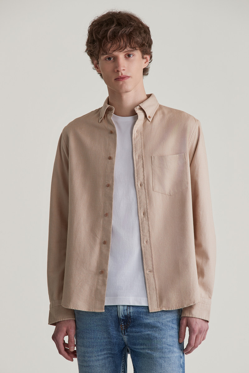 KOŠEĽA GANT REG HERRINGBONE FLANNEL SHIRT CARAMEL BEIGE