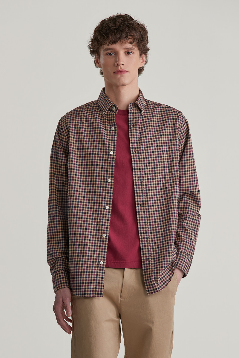 KOŠEĽA GANT REG LIGHT TWILL GINGHAM SHIRT WINE RED