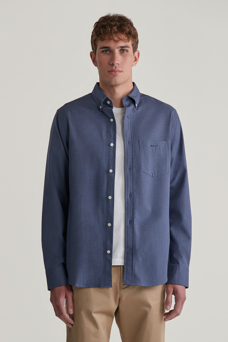 E-shop KOŠILE GANT REG HOUNDSTOOTH WOOL FLANNEL SHIRT EVENING BLUE
