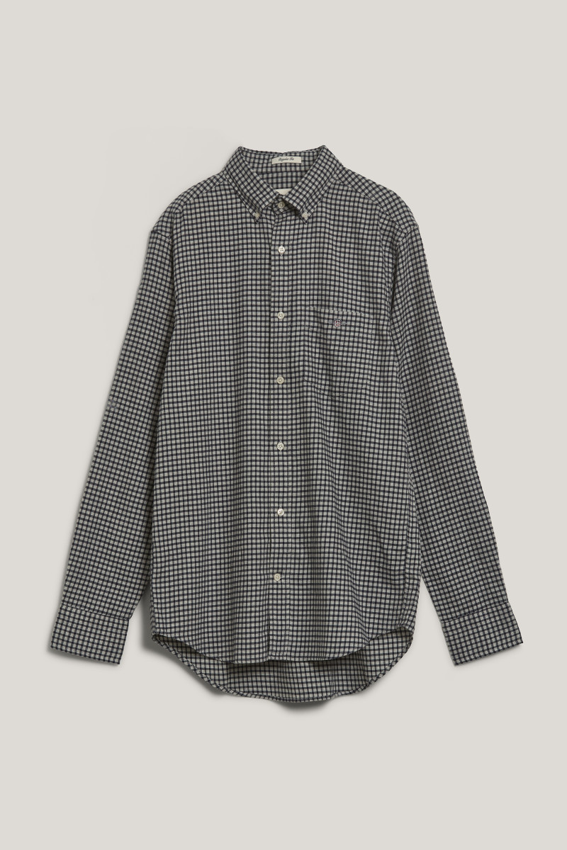 E-shop KOŠILE GANT REG MICROCHECK FLANNEL SHIRT LIGHT GREY MELANGE