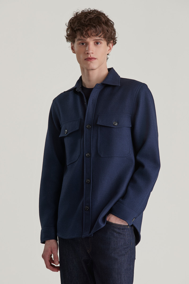 KOŠEĽA GANT WOOL BLEND OVERSHIRT EVENING BLUE