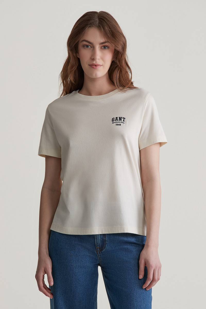 Gant Women Cream Round Neck T-Shirt