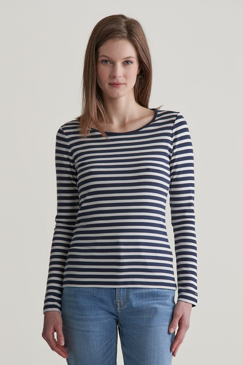 E-shop TRIČKO GANT SLIM STRIPED 1X1 RIBBED LS T-SHIRT EVENING BLUE