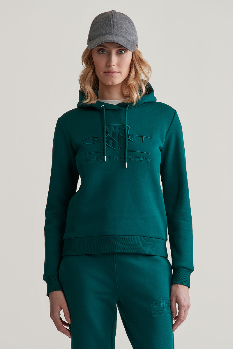 E-shop MIKINA GANT REG TONAL SHIELD HOODIE DEEP FOREST