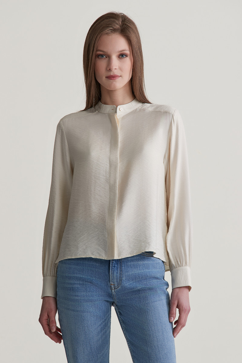 HALENKA GANT REG TEXTURE BLOUSE CREAM