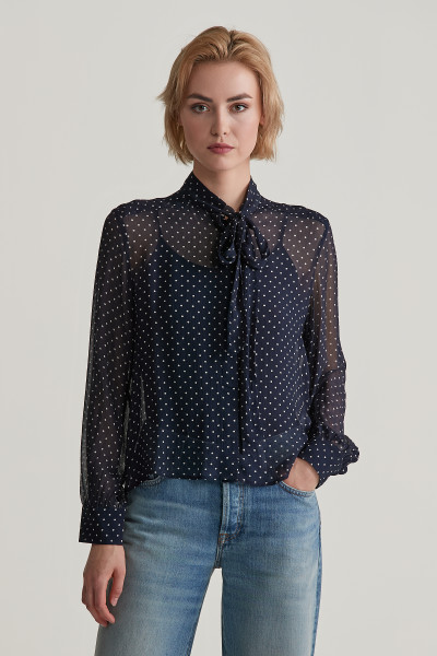 BLÚZKA GANT REG DOT PRINT BOW BLOUSE - Fotografia č. 1