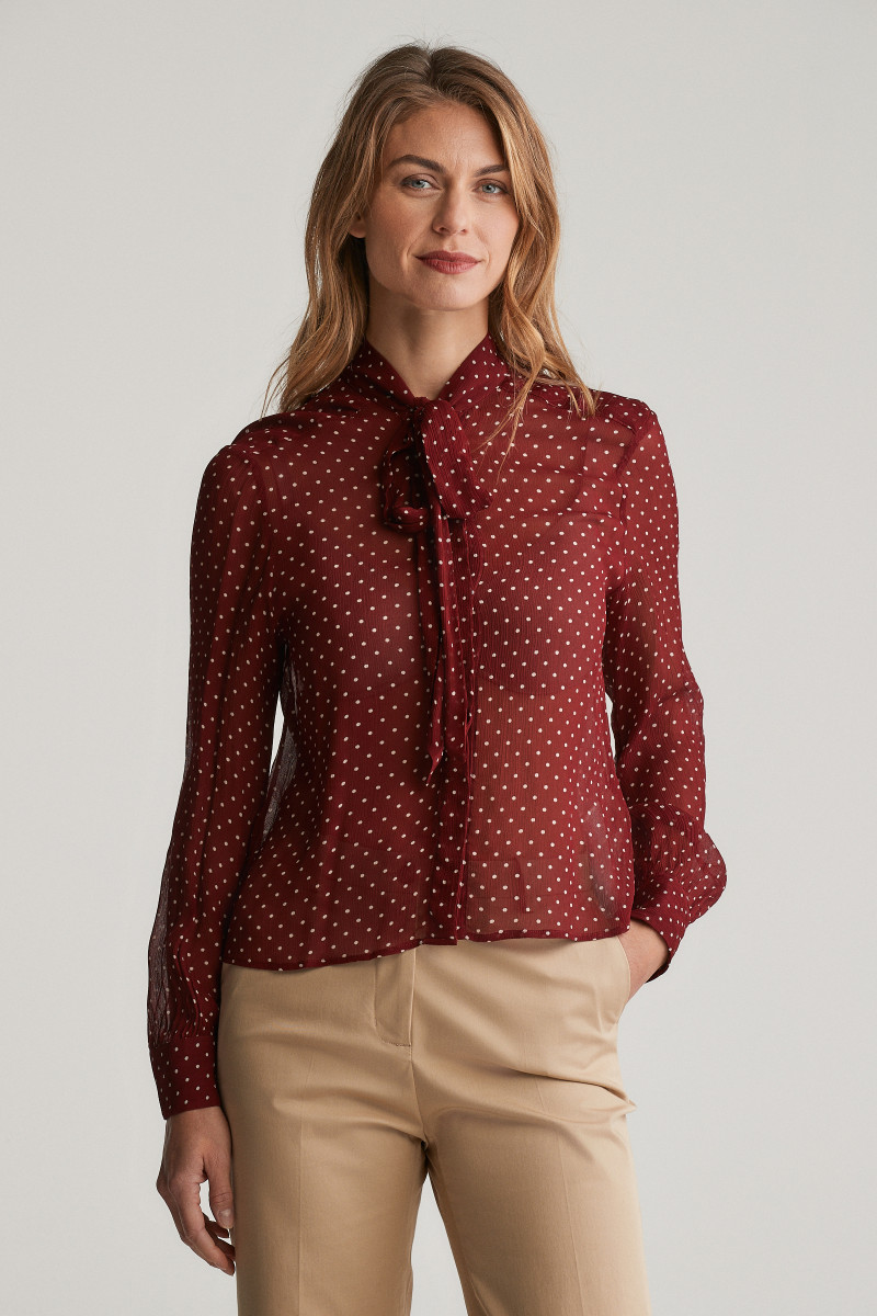 HALENKA GANT REG DOT PRINT BOW BLOUSE PLUMPED RED