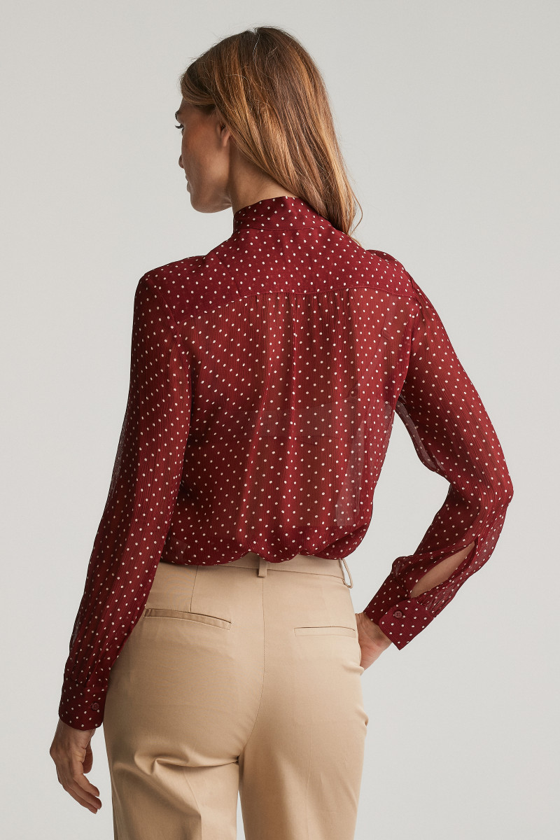 BLÚZ GANT REG DOT PRINT BOW BLOUSE PLUMPED RED | GANT HU