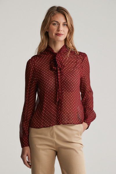 BLÚZKA GANT REG DOT PRINT BOW BLOUSE - Fotografia č. 1